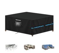 SIMPHAUS Funda Exterior Mesa Jardin Funda Mueble Jardin Impermeable Fundas Mesa y Sillas Jardin Exterior Fundas Conjunto Jardin con Ventilación Resistente al Viento Tela Oxford 420D 280x210x90cm