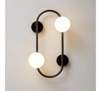 Simple 2-Lights Industrial Indoor Wall Lamp Bathroom Vanity Metal Light with White Glass Lampshade G9 Base Sconce for Restaurant Balcony Entrance Door