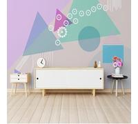 Simple Abstracto Colorido Triángulo Geométrico Línea 3D Papel Pintado Pared Fácil Instalación Oficina Sala Estar Sofá Dormitorio TV Fondos Decoración-150cm×105cm
