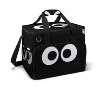Simple Cartoon Eyes on Black - Bolsa térmica térmica para acampar con aislamiento, bolsas portátiles a prueba de fugas con correa para el hombro