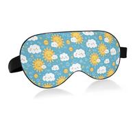 Simple Cartoon Sun Clouds Travel Essential - Máscara de ojos para dormir con banda elástica ajustable opaca y refrescante para el transporte público