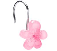 SIMPLE CLEVER HOMES 365 Cute Flower Shower Curtain Hooks Glow in The Dark Pretty Floral Themed Elegant Bathroom Decor Pink