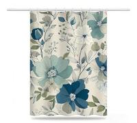 Simple Cortina Ducha 90x180cm, Flores Cortinas de Baño Tela Poliéster Impermeable con 12 Anillas, Secado Rápido Cortina Bañera Plegable Dobladillo ponderado Shower Curtain para Ducha Italiana,Model706