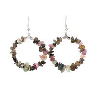 Simple cristal Natural cuarzo Irregular Chip piedra forma redonda amatistas ágatas gancho colgante mujer chica pendiente joyería, turmalina