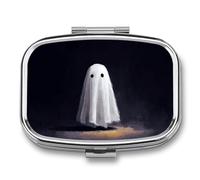 Simple Cute Ghost Dark Fantasy - Pastillero portátil con 2 compartimentos, organizador de pastillas de viaje para bolso de bolsillo