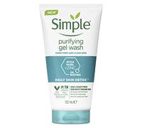 Simple Daily Skin Detox Purificante con tomillo, zinc y hamamelis, limpiador facial para pieles grasas y propensas a manchas, 6 x 150 ml