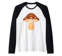 Simple de Hongo Minimalista pequeño Shiitake Camiseta Manga Raglan
