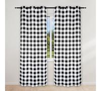 Simple Deluxe Buffalo - Paneles de Cortinas Opacas a Cuadros para Sala de Estar, Dormitorio, Estilo Granja, Patio, oscurecimiento de habitación, con Aislamiento térmico, Cortina a Cuadros con Ojales,