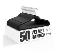 Simple Deluxe Paquete de 50 Perchas de Terciopelo, Perchas Antideslizantes con Muescas en los Hombros, Ganchos giratorios de 360°, Perchas Resistentes para Ahorrar Espacio en el Armario, Color Negro
