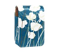 Simple Drawing - Estuche portátil para pintalabios de viaje, mini caja de almacenamiento de lápiz labial con espejo para mujeres y mujeres, bolsa de cosméticos de cuero, Varios colores, 9.5x2x7 cm/3.7x0.8x2.7 in