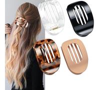 Simple Elegant Duckbill Hair Clip, Flat Claw Clips for Girls, Oval Hair Clips for Women, Pointed Duckbill Hair Clips for Thick Medium Thin Hair, Strong Hold No Slip Hair Barrettes (4PC-A)