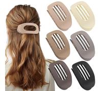 Simple Elegant Duckbill Hair Clip, Flat Claw Clips for Girls, Oval Hair Clips for Women, Pointed Duckbill Hair Clips for Thick Medium Thin Hair, Strong Hold No Slip Hair Barrettes (6PC-H)