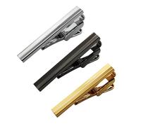 Simple Fashion - Juego de 3 alfileres de corbata delgados de 1.5 pulgadas, color dorado, plateado y negro, adecuado para citas, bodas de negocios y la vida diaria, 1.5X0.21 in, Metales no preciosos