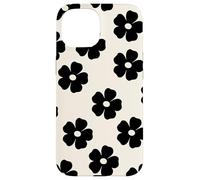 Simple Flor Negra Lindo Girly Carcasa para iPhone 15