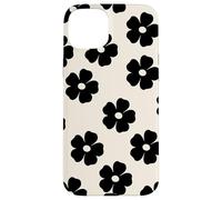 Simple Flor Negra Lindo Girly Carcasa para iPhone 15 Plus