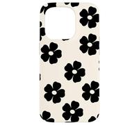 Simple Flor Negra Lindo Girly Carcasa para iPhone 15 Pro