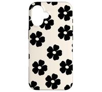 Simple Flor Negra Lindo Girly Carcasa para iPhone 16