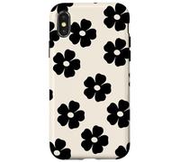 Simple Flor Negra Lindo Girly Carcasa para iPhone X/XS