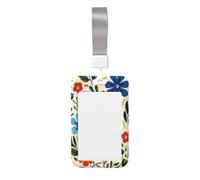 Simple Flowers - Funda de plástico duro para tarjetas de identificación, diseño de flores, color rojo y azul