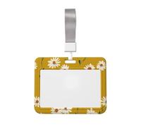 Simple Folk - Funda para tarjetas de identificación de plástico duro, diseño de margaritas quemadas, color amarillo quemado, protector de etiqueta para enfermeras y oficina