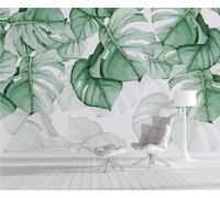 Simple Fresco Tridimensional Hojas Verdes 3D Papel Pintado Seda Texturizada Primera Calidad Sala De Estar Sofá Dormitorio Comedor Hogar Pared-200cm×140cm