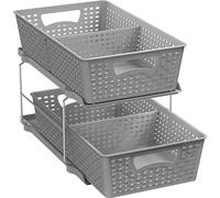 Simple Houseware Bandeja organizadora de baño de 2 Niveles, cajón Deslizante extraíble/Almacenamiento Debajo del Fregadero, Gris