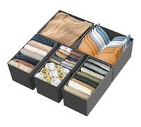 Simple Houseware Caja de Almacenamiento de Tela Plegable para Armario, cómoda, cajón, Organizador, cestas para Sujetadores de Ropa Interior, Gris Oscuro (Juego de 6)