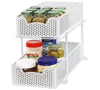 Simple Houseware Cajón Organizador de Cesta de gabinete Deslizante de 2 Niveles, Blanco
