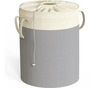 Simple Houseware Cesta redonda plegable de algodón terileno, color gris