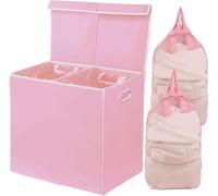 Simple Houseware Cesto Doble para la Colada con Tapa y Bolsas extraíbles para la Colada, Color Rosa