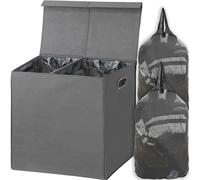 Simple Houseware Cesto para la Colada Doble con Tapa y Bolsas para la Colada extraíbles, Gris Oscuro