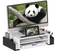 Simple Houseware Desk Monitor Stand Riser with Adjustable Organizer Tray Dual Tone - Black / White