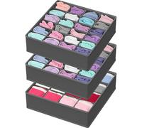 Simple Houseware Organizador de cajones de Armario para Ropa, Calcetines y Ropa Interior, Paquete de 3, Gris Oscuro