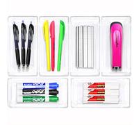 Simple Houseware Paquete de 6 organizadores de cajones de plástico Transparente, 3,25" x 6,12"