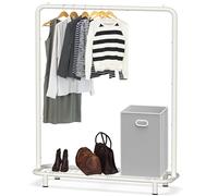 Simple Houseware Perchero para Ropa con Tubo Industrial y estantes Inferiores, Blanco
