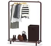 Simple Houseware Perchero para Ropa con Tubo Industrial y estantes Inferiores, Bronce