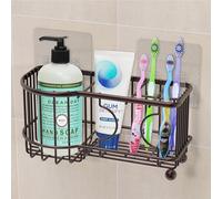 SIMPLE HOUSEWARE SimpleHouseware - Portacepillos de Dientes de Pared Adhesivo para baño con 2 Ganchos Adhesivos Adhesivos, 6 Ranuras, Bronce