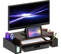 Simple Houseware Soporte Elevador para Monitor de Escritorio con Bandeja organizadora Ajustable, Espresso