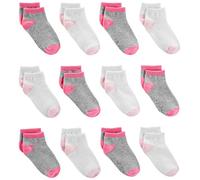 Simple Joys by Carter's 12-Pack No-Show Infant-and-Toddler-Socks, Blanco/Gris/Rosa, 0-6 Meses (Pack de 12) Unisex bebé