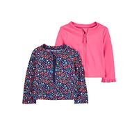Simple Joys by Carter's 2-Pack Assorted Rashguard Sets Camisa de protección de Sarpullido, Azul Marino Floral/Rosa, 4 años (Pack de 2) bebés niñas