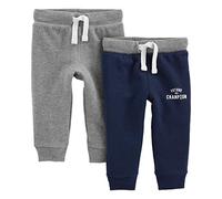 Simple Joys by Carter's 2-Pack Athletic Knit Jogger Pants Pantalones, Color Carbón/Azul Marino, 24 Meses (Pack de 2) para Bebés