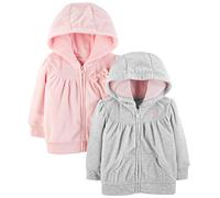 Simple Joys by Carter's 2-Pack Fleece Full Zip Hoodies Baby-Products, Gris Claro/Rosa, 0 Meses (Pack de 2) para Bebés