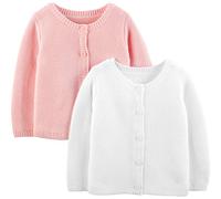 Simple Joys by Carter's 2-Pack Knit Cardigan Sweaters Suéter, Blanco/Rosa, 18 Meses (Pack de 2) para Bebés