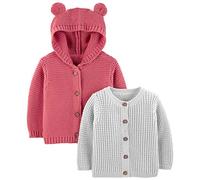 Simple Joys by Carter's 2-Pack Neutral Knit Cardigan Sweaters Suéter, Gris/Rojo, 6-9 Meses (Pack de 2) para Bebés