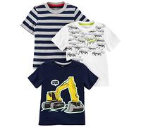 Simple Joys by Carter's 3-Pack Short-Sleeve tee Shirts Camiseta, Azul Marino/Blanco Dinosaurio/Gris Rayas, 4 años (Pack de 3) para Bebés
