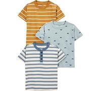 Simple Joys by Carter's 3-Pack Short-Sleeve tee Shirts Camiseta, Azul Tapiz Rayas/Azul Viejo/Dorado Rayas, 8 (Pack de 3) bebés niños
