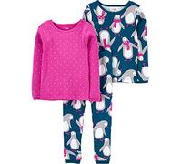 Simple Joys by Carter's 3-Piece Snug-fit Cotton Holiday Pajama Set Conjunto de Pijama, Azul Marino Pingüino/Rosa Lunares, 5-6 años (Pack de 3) bebés Unisex