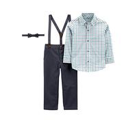 Simple Joys by Carter's 3-Piece Special Occasion Bow-Tie and Suspender Pants Set Juego de Canastilla para bebés y niños pequeños, Azul Marino Lunares/Color Carbón/Verde Gris A Cuadros, 3 años