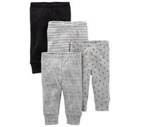Simple Joys by Carter's 4-Pack Neutral Pant Pantalón, Blanco/Gris/Negro Plátanos, 0-3 Meses (Pack de 4) Unisex-Baby