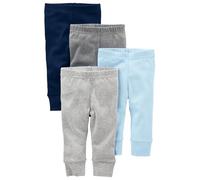 Simple Joys by Carter's 4-Pack Neutral Pant Pantalones, Azul/Gris/Blanco, 3-6 Meses (Pack de 4) Unisex-Baby